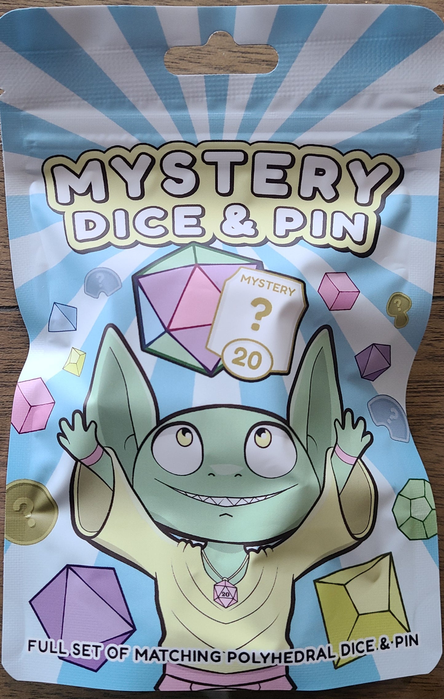 Mystery Dice Goblin - Mystery Dice & Pin - Full Set of Matching Polyhedral Dice & Pin